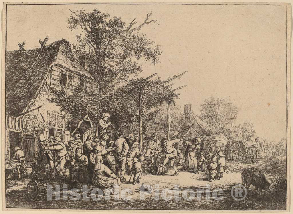 Art Print : Adriaen Van Ostade, Dance Under The Trellis, 1652 - Vintage Wall Art