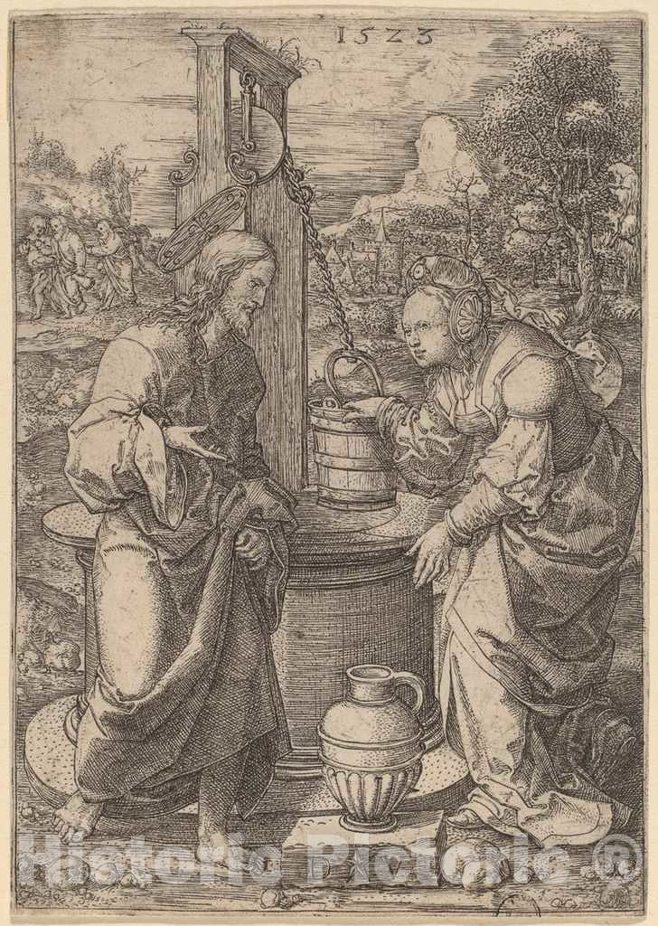 Art Print : Dirk Jacobsz Vellert, Christ and The Woman of Samaria, 1523 - Vintage Wall Art