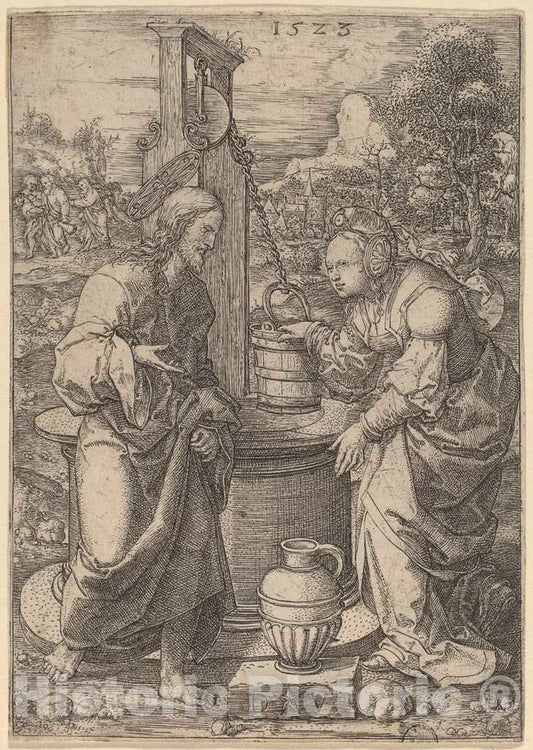 Art Print : Dirk Jacobsz Vellert, Christ and The Woman of Samaria, 1523 - Vintage Wall Art