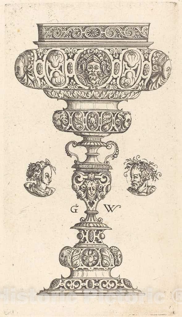 Art Print : Georg Wechter I, Chalice with Head of a Warrior, 1579 - Vintage Wall Art