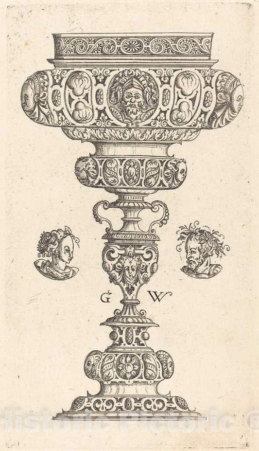 Art Print : Georg Wechter I, Chalice with Head of a Warrior, 1579 - Vintage Wall Art