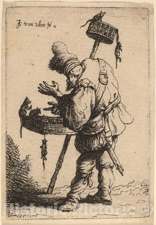 Art Print : Johannes Van Vliet, The Rat Catcher, 1632 - Vintage Wall Art