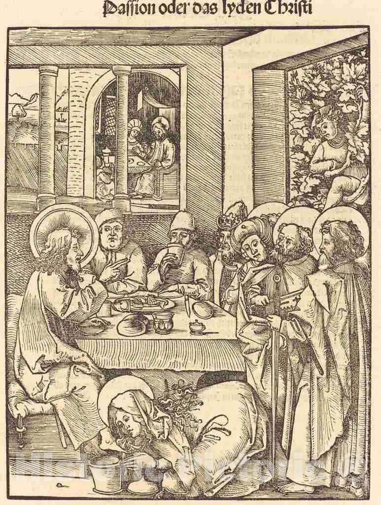 Art Print : Hans Wechtlin I, Mary Magdalen Washing Feet of Christ - Vintage Wall Art