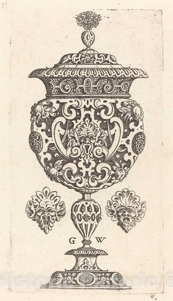 Art Print : Georg Wechter I, Goblet, Rim Decorated with Masque with gaping Mouth, 1579 - Vintage Wall Art