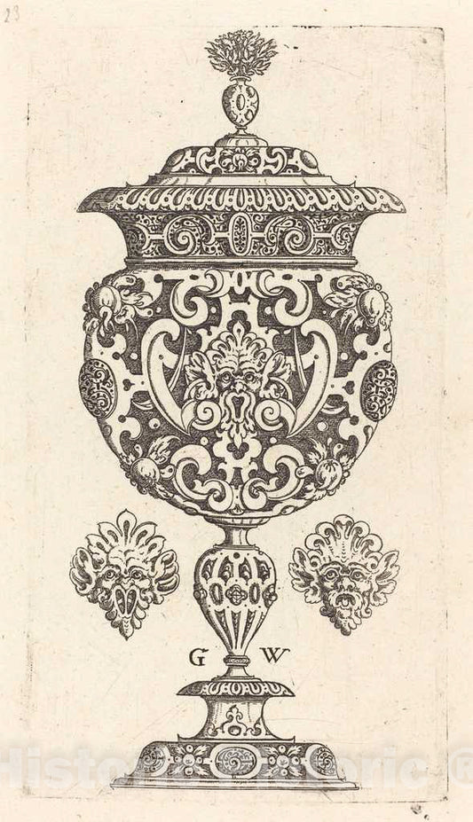 Art Print : Georg Wechter I, Goblet, Rim Decorated with Masque with gaping Mouth, 1579 - Vintage Wall Art