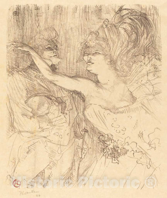 Art Print : Henri de Toulouse-Lautrec, Guy and Mealy in Paris qui Marche (Guy et Mealy Dans Paris qui Marche), 1898 - Vintage Wall Art
