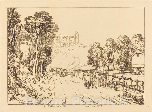 Art Print : Joseph Mallord William Turner, Saint Catherine's Hill Near Guilford, 1811 - Vintage Wall Art