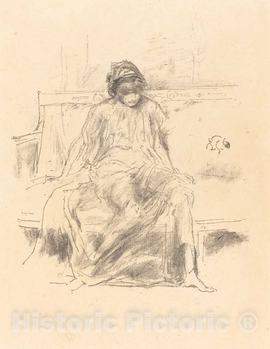 Art Print : James McNeill Whistler, The Draped Figure, Seated, 1893 - Vintage Wall Art