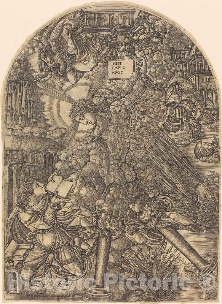 Art Print : Jean Duvet, The Angel Gives Saint John The Book to Eat, c.1554 - Vintage Wall Art