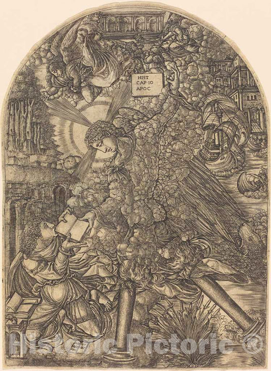 Art Print : Jean Duvet, The Angel Gives Saint John The Book to Eat, c.1554 - Vintage Wall Art