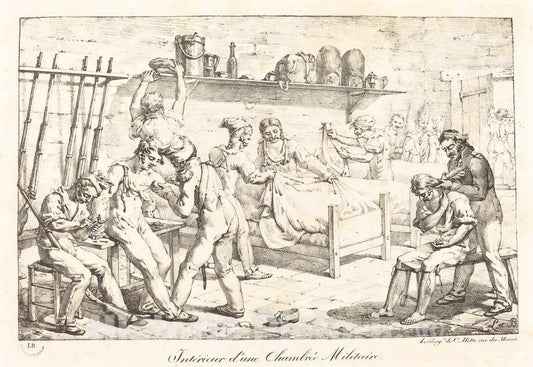 Art Print : Bacler d'Albe, Interior of a Military Chamber - Vintage Wall Art