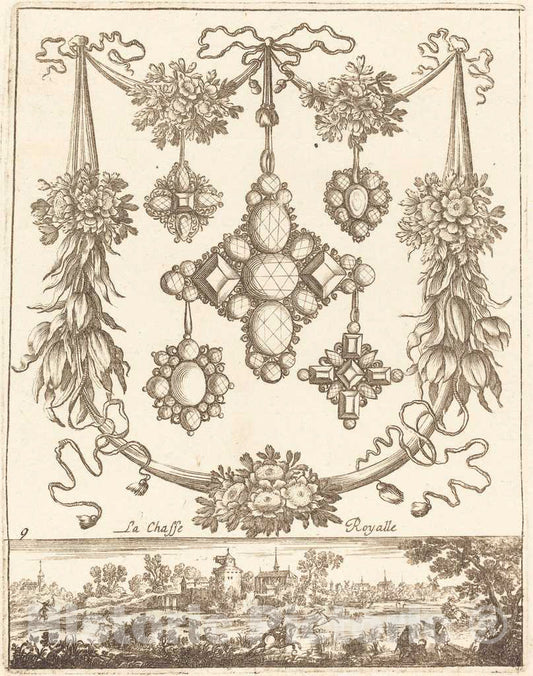 Art Print : FranÃ§ois Le Febvre, La Chasse royalle, 1665 - Vintage Wall Art