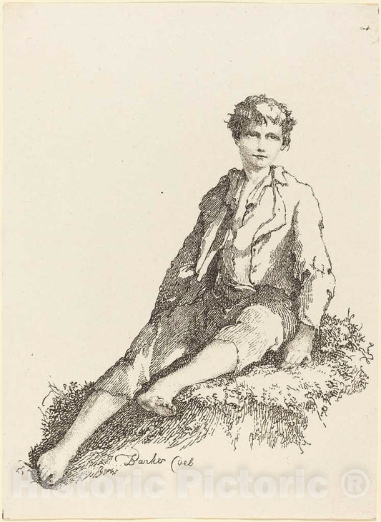 Art Print : Thomas Barker, Young Boy Seated, 1803 - Vintage Wall Art