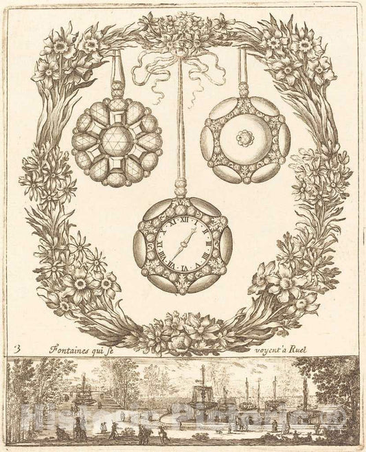 Art Print : FranÃ§ois Le Febvre, Fontaines qui se voyent a Ruel, 1665 - Vintage Wall Art