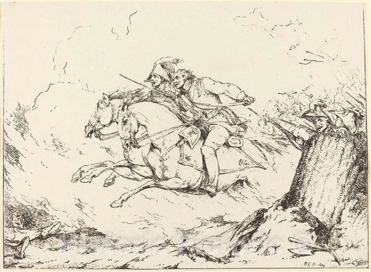 Art Print : Sir Robert Ker Porter, Charge, 1803 - Vintage Wall Art
