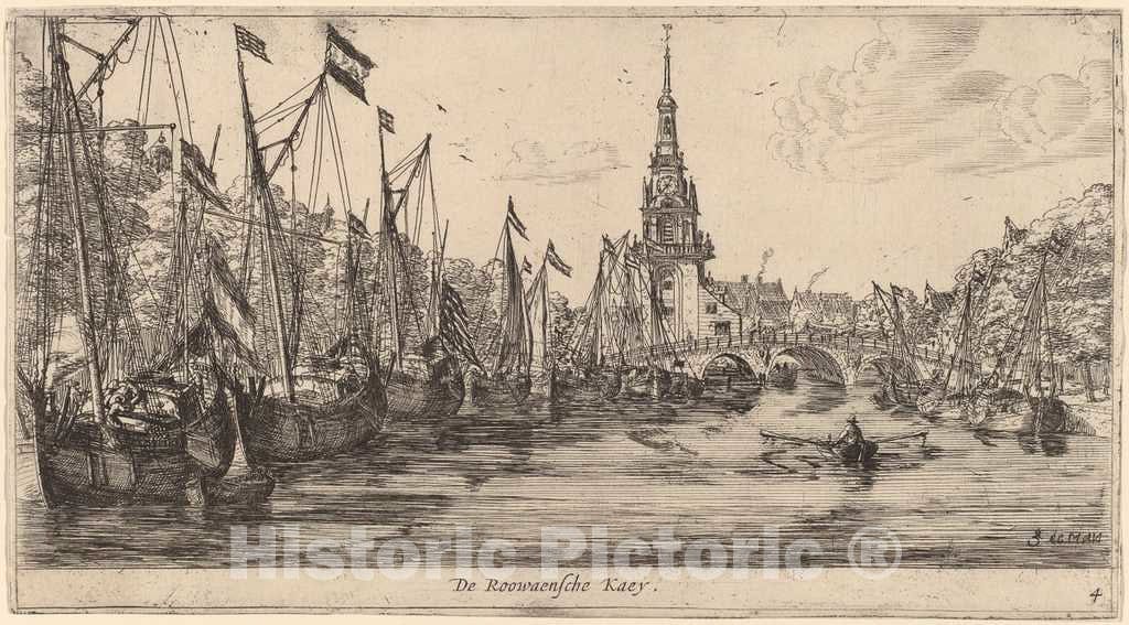 Art Print : Reinier Nooms, Roowaensche Quay (De Roowaensche Kaey) - Vintage Wall Art