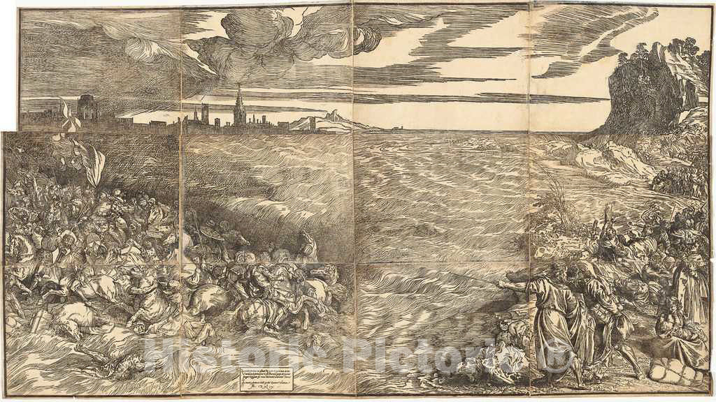 Art Print : Titian, The Submersion of Pharoah's Army in The Red Sea, c.1515 - Vintage Wall Art