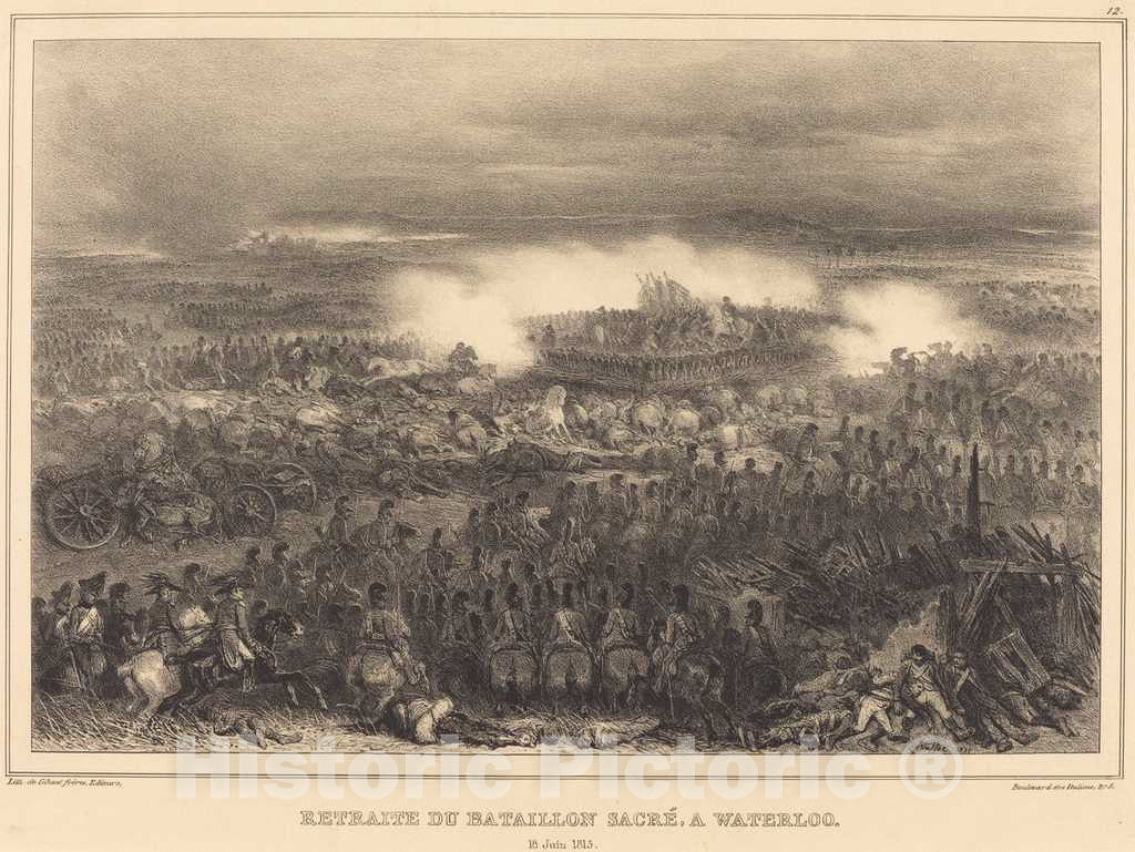 Art Print : Auguste Raffet, Retreat at Waterloo, 1835 - Vintage Wall Art