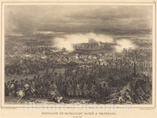Art Print : Auguste Raffet, Retreat at Waterloo, 1835 - Vintage Wall Art