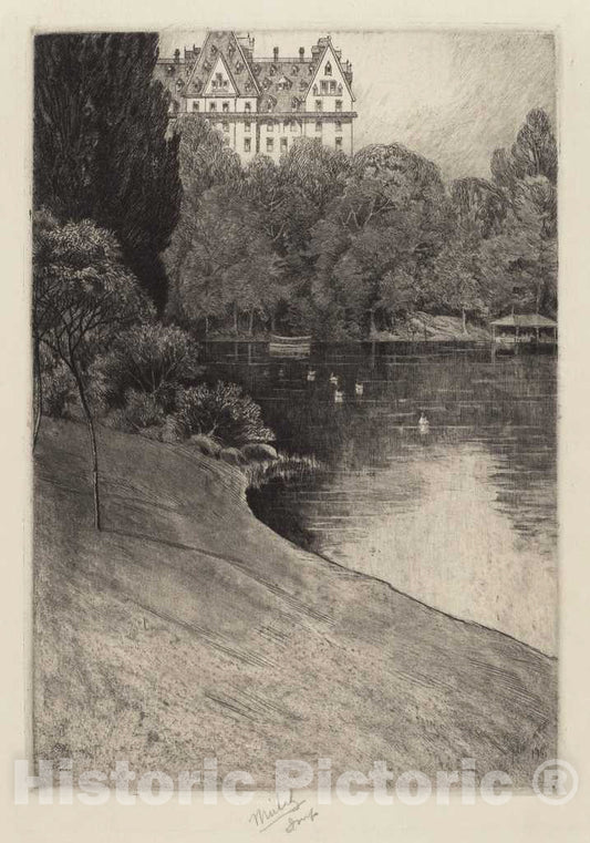 Art Print : Charles Frederick William Mielatz, Bit of Central Park, 1918 - Vintage Wall Art