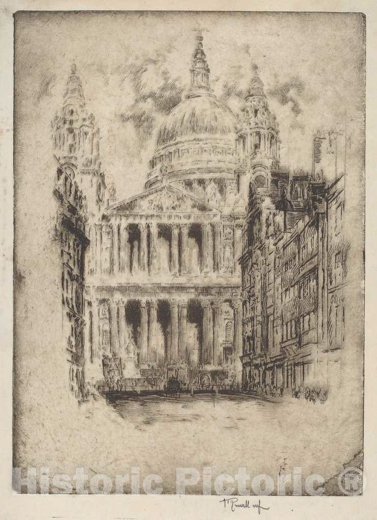 Art Print : Joseph Pennell, St. Paul's, Fleet Street, London, 1905 - Vintage Wall Art