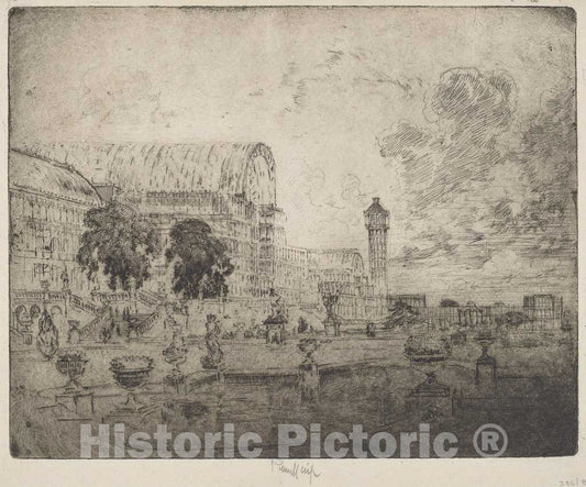 Art Print : Joseph Pennell, The Crystal Palace, 1905 - Vintage Wall Art
