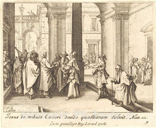 Art Print : Jacques Callot, Caesar's Coin, 1635 - Vintage Wall Art