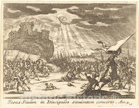 Art Print : Jacques Callot, Conversion of Paul, 1635 - Vintage Wall Art