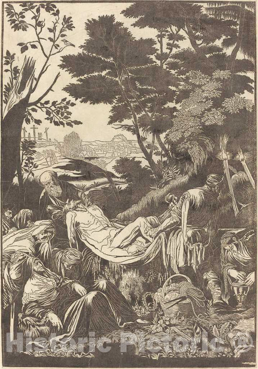 Art Print : Jackson After Bassano, The Entombment [Recto], 1739 - Vintage Wall Art