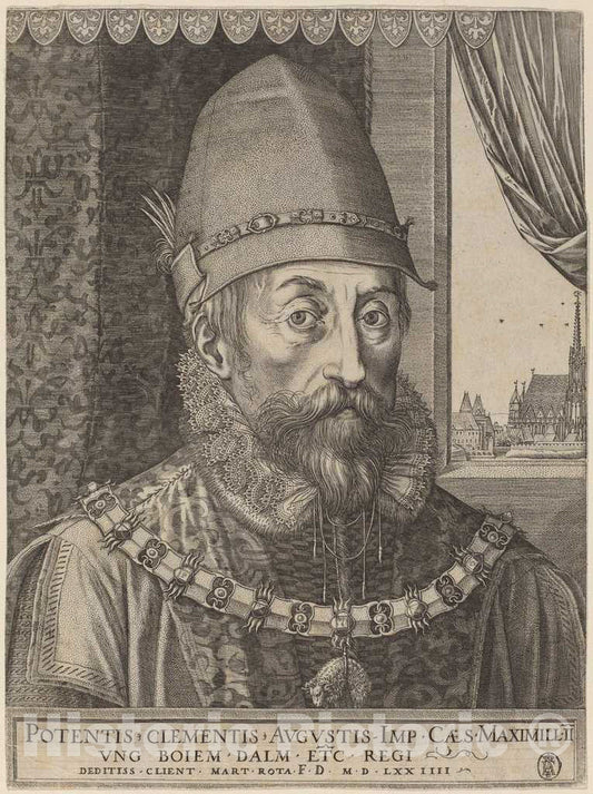 Art Print : Martino Rota, Emperor Maximillian II, 1574 - Vintage Wall Art