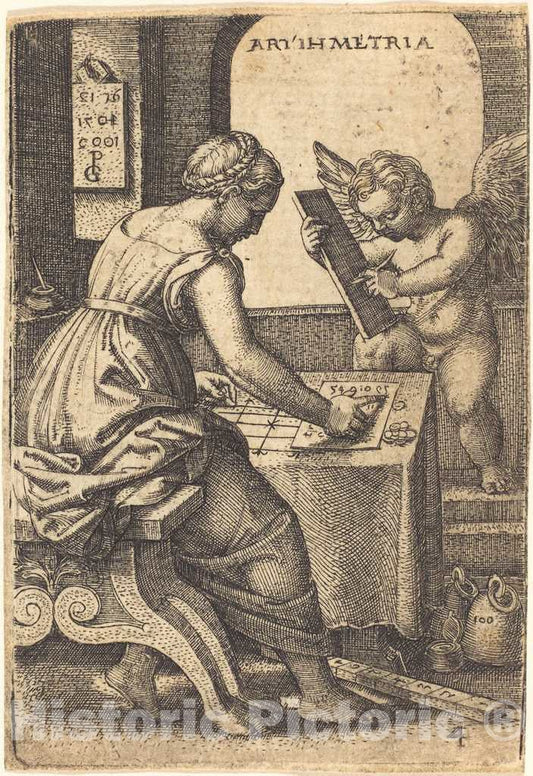 Art Print : Georg Pencz, Arithmetic - Vintage Wall Art