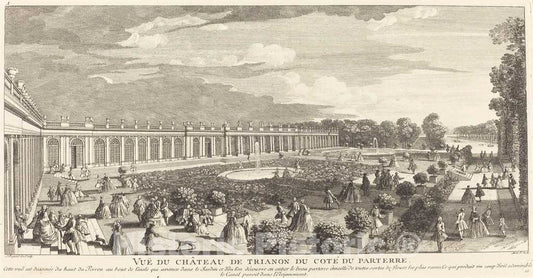 Art Print : Baptiste Rigaud, Vue du Chateau de Trianon du Cote du Parterre - Vintage Wall Art