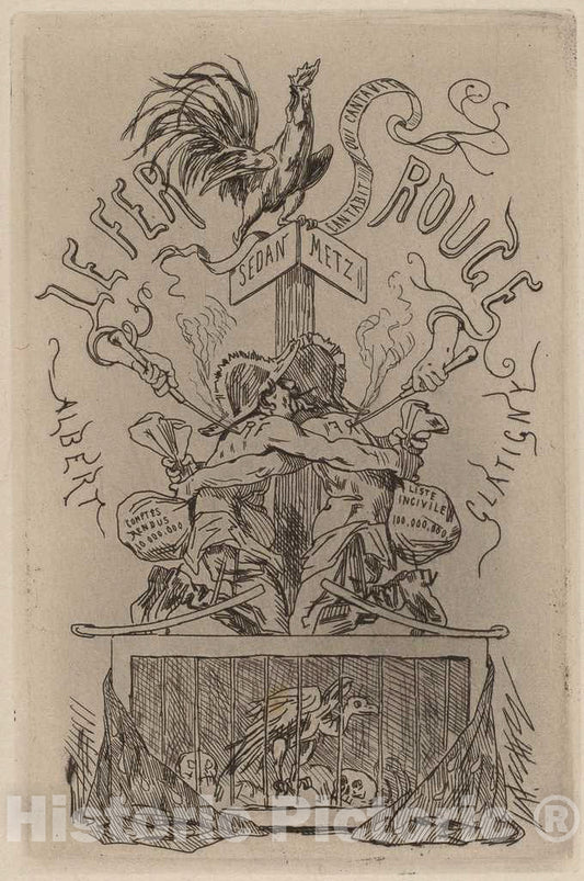 Art Print : FÃ©licien Rops, The Red Iron (Le Fer Rouge), 1871 - Vintage Wall Art