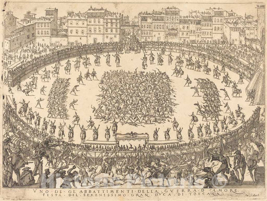 Art Print : Jacques Callot, One of The Infantry Combats, 1616 - Vintage Wall Art