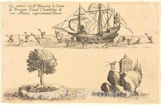 Art Print : Jacques Callot, Entry of M. le Comte de Brionne, Grand Chamberlain of His Highness,Representing Jason, 1627 - Vintage Wall Art
