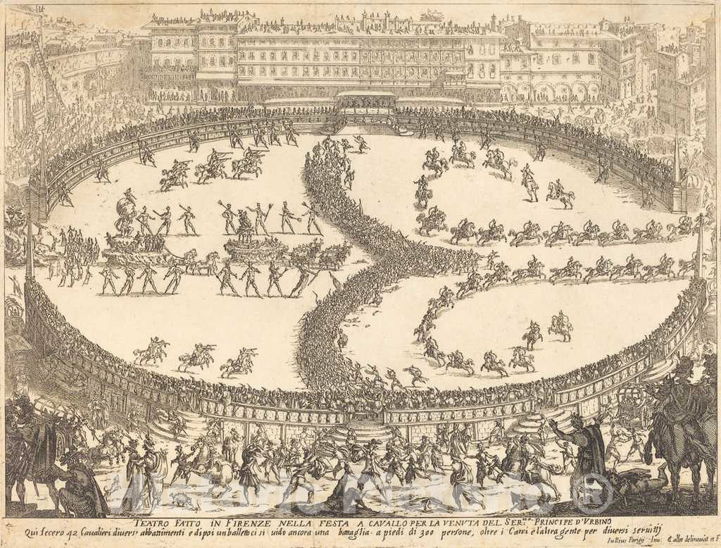 Art Print : Jacques Callot, View of The Festival, 1616 - Vintage Wall Art