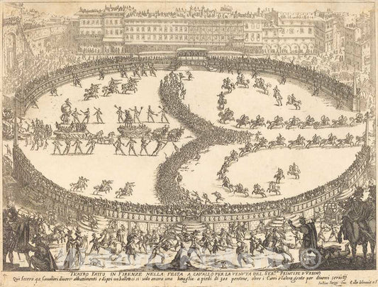 Art Print : Jacques Callot, View of The Festival, 1616 - Vintage Wall Art