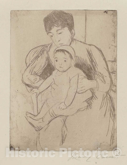 Art Print : Mary Cassatt, Preparing Bill for an Outing, c. 1889 - Vintage Wall Art
