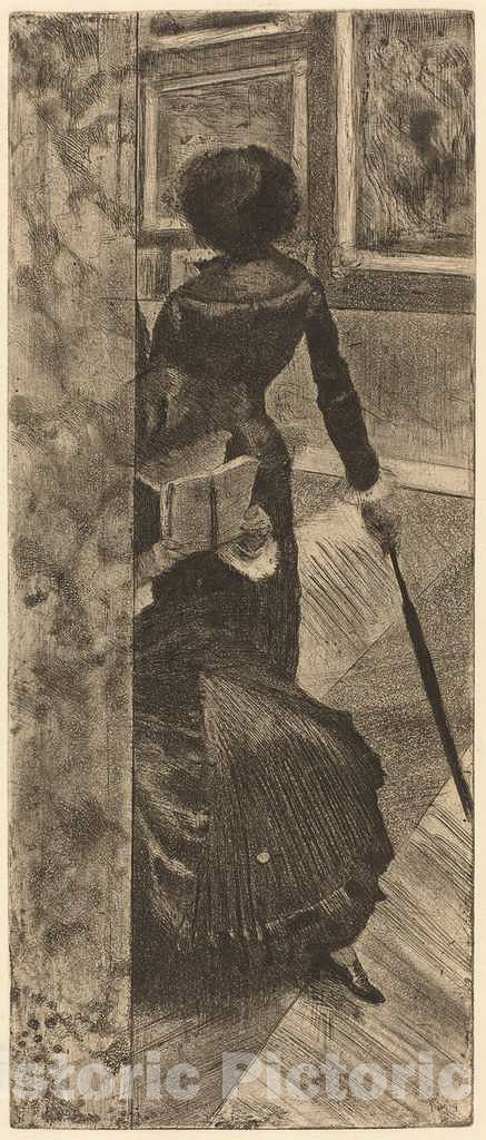 Art Print : Edgar Degas, Mary Cassatt at The Louvre: The Paintings Gallery (Au Louvre: La Peinture), c.1880 - Vintage Wall Art