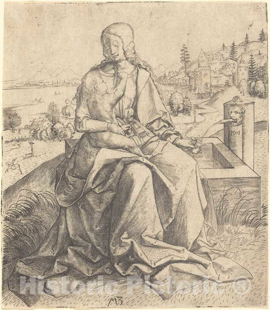 Art Print : Madonna and Child at a Fountain, 1501 - Vintage Wall Art