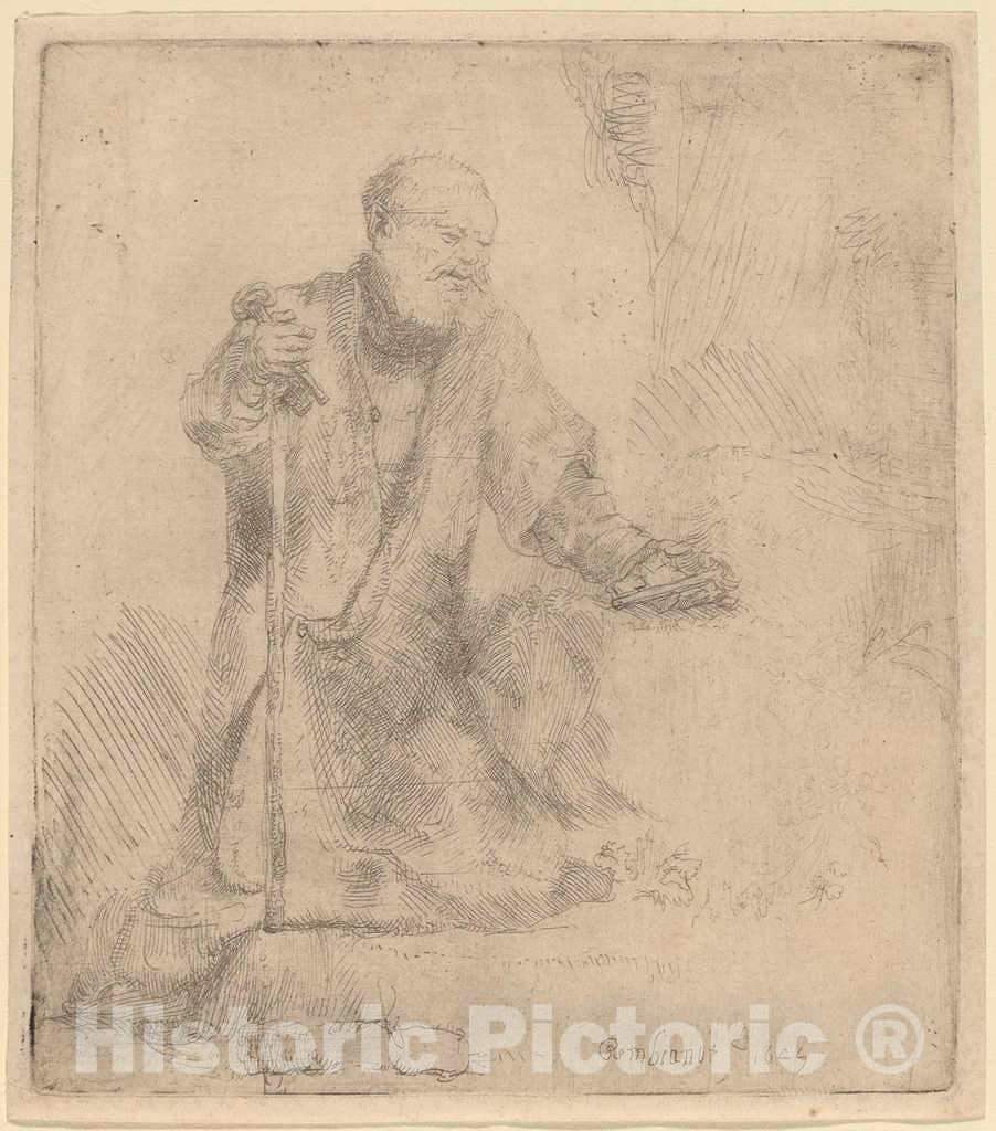 Art Print : Rembrandt, Saint Peter in Penitence, 1645 - Vintage Wall Art