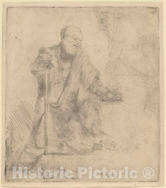 Art Print : Rembrandt, Saint Peter in Penitence, 1645 - Vintage Wall Art