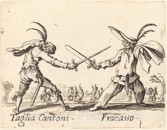 Art Print : Jacques Callot, Taglia Cantoni and Fracasso, c. 1622 - Vintage Wall Art