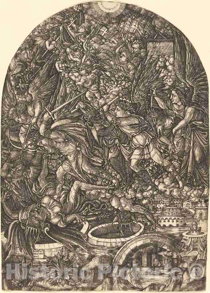 Art Print : Jean Duvet, Saint Michael and The Dragon, c.1551 - Vintage Wall Art