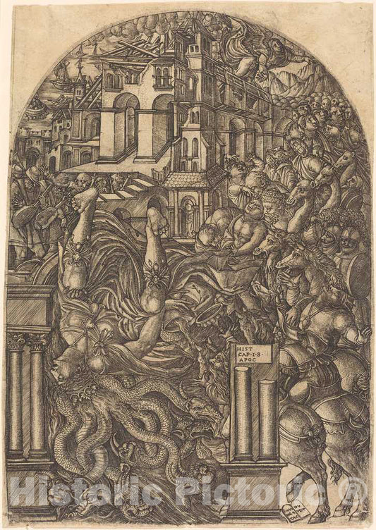 Art Print : Jean Duvet, The Fall of Babylon, c.1551 - Vintage Wall Art