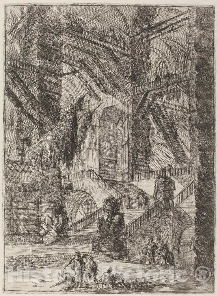 Art Print : Giovanni Battista Piranesi, The Staircase with Trophies, c.1754 - Vintage Wall Art