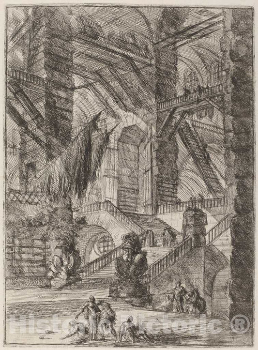 Art Print : Giovanni Battista Piranesi, The Staircase with Trophies, c.1754 - Vintage Wall Art