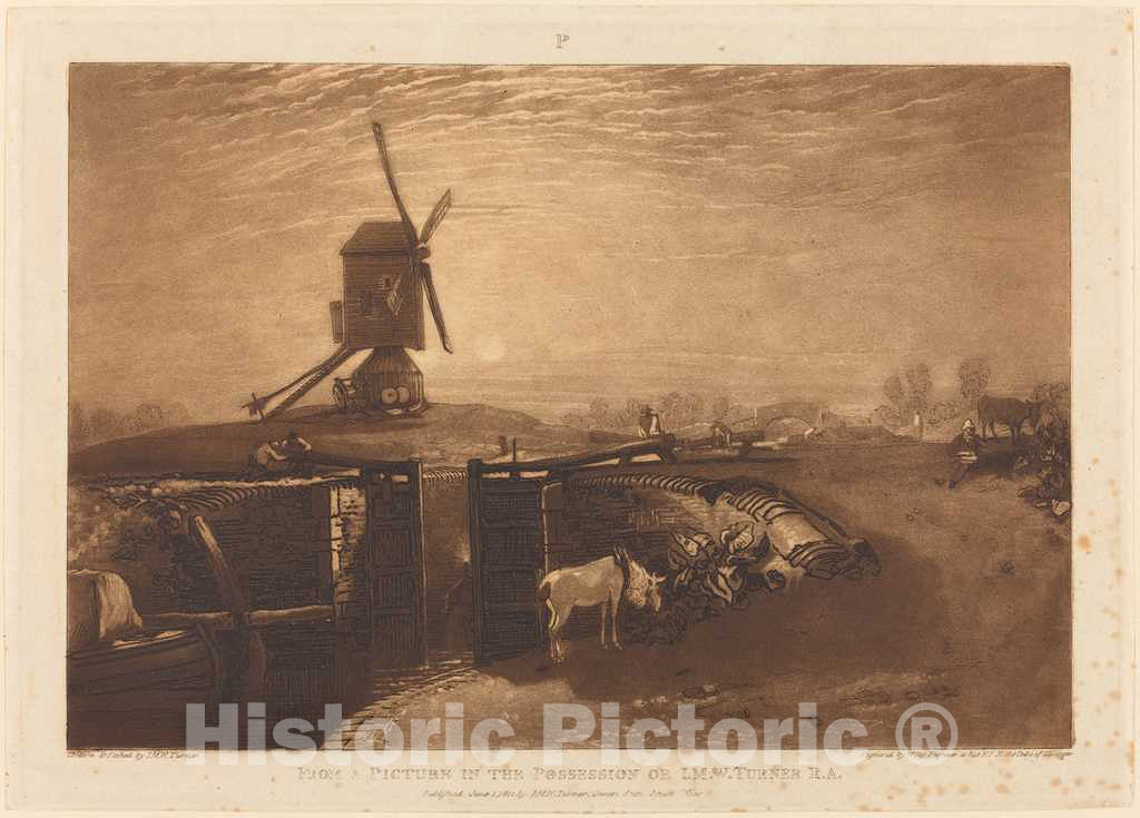 Art Print : Turner and Say, Windmill and Lock, 1811 - Vintage Wall Art