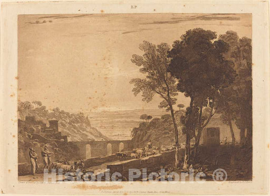 Art Print : Turner and Lewis, The Bridge and Goats, 1812 - Vintage Wall Art