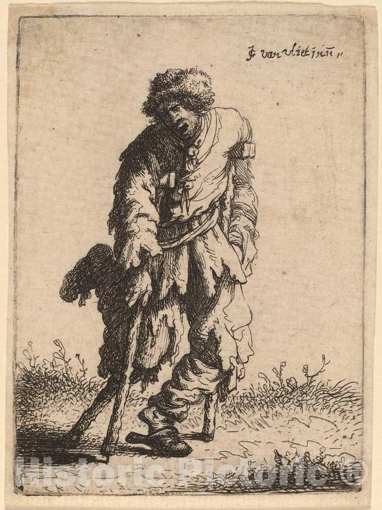 Art Print : Johannes Van Vliet, Beggar with a Wooden Leg, 1632 - Vintage Wall Art